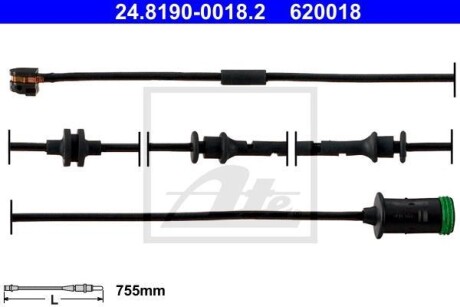 Сигнализатор, износ тормозных колодок ATE 24.8190-0018.2 (фото 1)