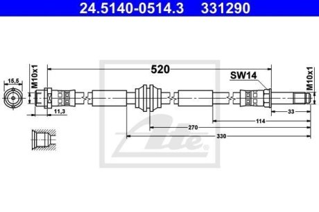 PRZEWOD HAMULC ELAST PRZEWOD HAMULCOWY ELASTYCZNY 24.5140-0514.3 SZT ATE 331290