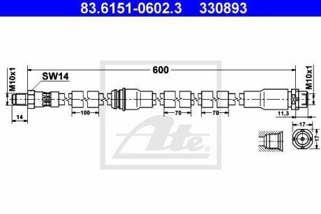 Шланг гальмівний ATE 83615106023