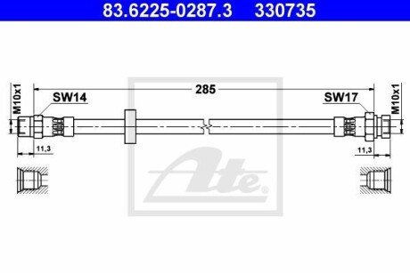 Тормозной шланг ATE 83.6225-0287.3