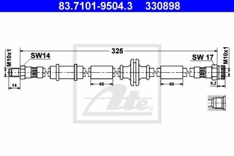 Тормозной шланг ATE 83.7101-9504.3