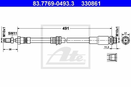 Тормозной шланг ATE 83.7769-0493.3