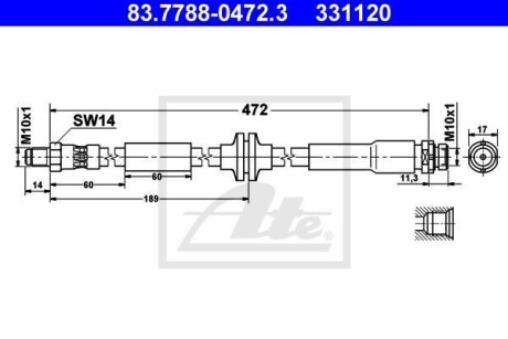 Тормозной шланг ATE 83.7788-0472.3