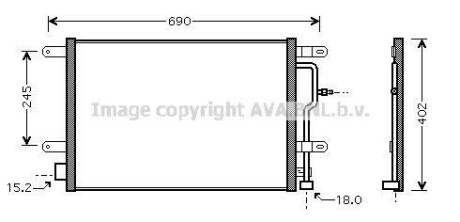 AVA VW Радіатор кондиціонера (конденсатор) Audi A4/6 1.6/3.0 00- AVA COOLING AI5199