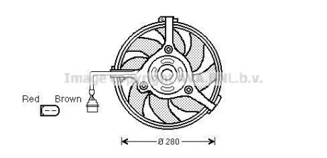 AVA VW Вентилятор радіатора (без дифузора) Audi A4/6/8, Passat, Skoda SuperB 1.8/2.8 AVA COOLING AI7510