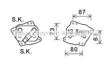 AVA BMW Оливний радіатор (без корпуса) 1 (E81), 1 (E87), 1 (E88), 3 (E90), 5 (E60), X3 (E83) AVA COOLING BW3412 (фото 1)