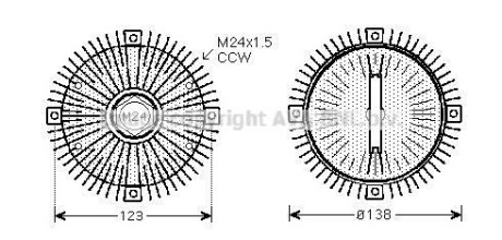 AVA BMW Віскомуфта вентилятора радіатора 3 E30, 5 E34, E39 1.6/2.8 AVA COOLING BWC322