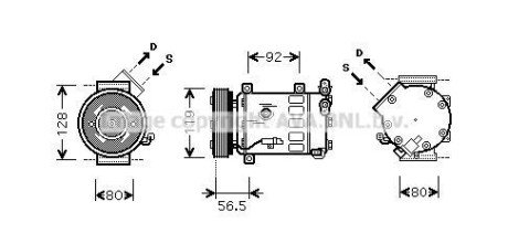 AVA CITROEN Компресор кондиціонера BERLINGO MULTISPACE 1.6 08-, BERLINGO 1.6 08-, C4 I, C5 III AVA COOLING CNAK242 (фото 1)