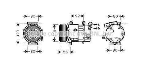 AVA CITROEN Компресор кондиціонера BERLINGO, C3 II, C4, PEUGEOT, DS AVA COOLING CNAK255