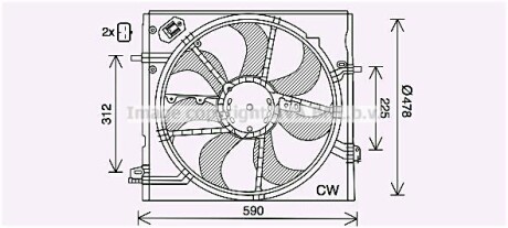 Вентилятор радиатора охлаждения двигателя Nissan Qashqai II (13-), X-Trail (14-) AVA AVA COOLING DN7536 (фото 1)