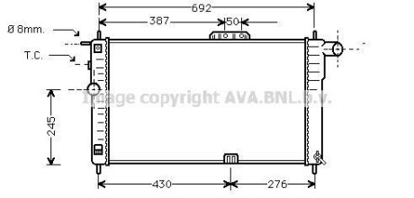 Радіатор, охолодження двигуна AVA QUALITY COOLING AVA COOLING DWA2001