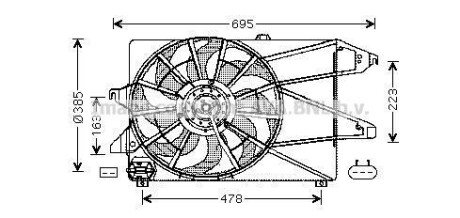 AVA FORD Вентилятор радіатора двиг. MONDEO 1.6-1.8 00- AVA COOLING FD7504