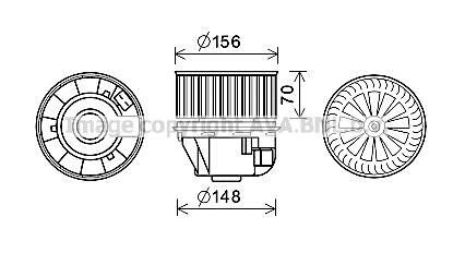 Вентилятор салону FORD C-MAX II, FOCUS III, FOCUS III/HATCHBACK, FOCUS III/KOMBI, GRAND C-MAX, KUGA II, TOURNEO CONNECT V408 NADWOZIE WIELKO, TRANSIT CONNECT 1.0-Electric 04.10- AVA QUALITY COOLING AVA COOLING FD8634