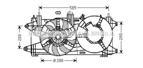 AVA FIAT Вентилятор радіатора (з дифузором) Doblo 1.3/1.9JTD 03- AVA COOLING FT7573