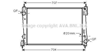 Радиатор охлаждения двигателя Fiat Doblo 10> 1,6-2,0 MJet MT AC+/-, Opel Combo 1,6-2,0 CDTI 12> AC+/- AVA AVA COOLING FTA2312 (фото 1)