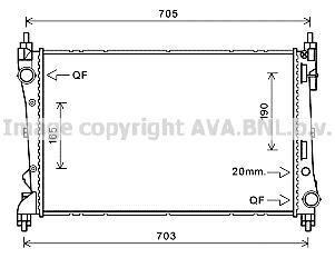 Радиатор охлаждения двигателя Fiat Doblo Opel Combo 10> 1,3 MJet 1,4i MT AC+/- AVA AVA COOLING FTA2449