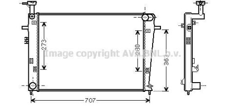 Радіатор, охолодження двигуна AVA QUALITY COOLING AVA COOLING HY2275