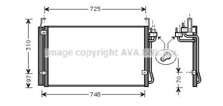 Радиатор кондиционера Hyundai Terracan (01-), Trajet (99-) AVA AVA COOLING HY5071D