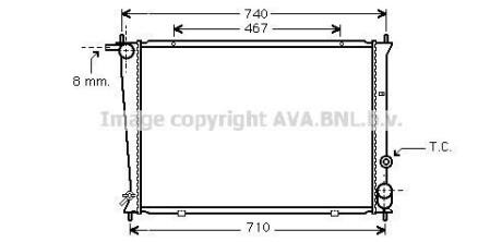 Радиатор охлаждения двигателя Hyundai H100 H-1 2,5D 00>04, 04>07 MT AC+/- AVA COOLING HYA2049