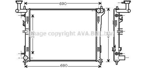 Радіатор, охолодження двигуна AVA QUALITY COOLING AVA COOLING HYA2180