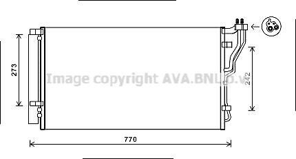 Радиатор кондиционера Hyundai Sonata 2.0-2.4i 09>14, Optima 2,0 2,4i 10> AVA AVA COOLING HYA5246D