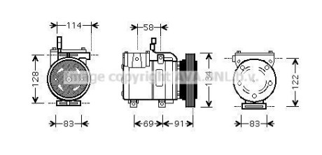 Компресор кондиціонера HYUNDAI GETZ 09.02-12.10 AVA QUALITY COOLING AVA COOLING HYAK199