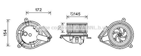 Вентилятор отопителя салона MB Vito V638 AC- AVA COOLING MS8626