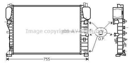 Радиатор охлаждения двигателя MB E211 200 komp 220-270 CDI MT/AT AC+/- AVA AVA COOLING MSA2394