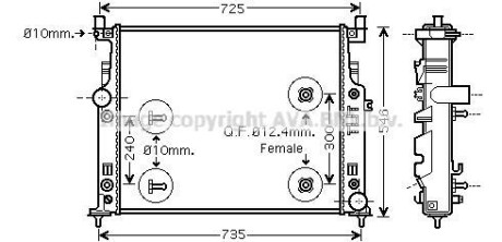 Радиатор охлаждения двигателя MB ML 164 280-350CDI 350i 05> AT AC+/- AVA AVA COOLING MSA2436 (фото 1)