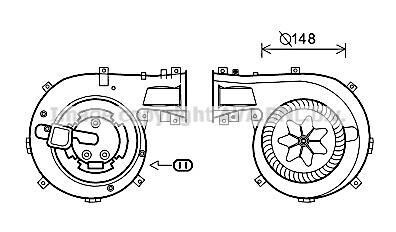 Вентилятор отопителя салона Opel Vectra C 02> climat AVA COOLING OL8618