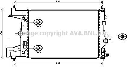 Радиатор, охлаждение двигателя AVA COOLING OLA2545