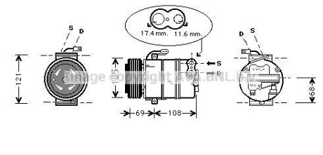 Компрессор кондиционера Opel Astra G (98-), Meriva (03-), Zafira (99-) 1.4i, 1.6 AVA COOLING OLAK316