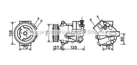 Компресор кондиціонера CHEVROLET CRUZE, MALIBU, ORLANDO, OPEL ASTRA J, ASTRA J GTC, INSIGNIA A, INSIGNIA A COUNTRY, SAAB 9-5 07.08- AVA QUALITY COOLING AVA COOLING OLAK496