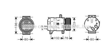 AVA RENAULT Компресор кондиціонера Master II, Espace III, Megane I, Scenic, Trafic II, Nissan, Opel Movano, Vivaro AVA COOLING RTAK069