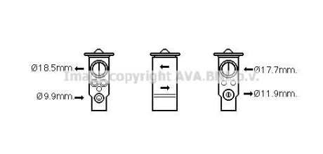 Air conditioning valve fits: VOLVO S60 I, S80 I, V70 II, XC70 I, XC90 I 2.0-4.4 11.99-12.14 AVA QUALITY COOLING AVA COOLING VO1171