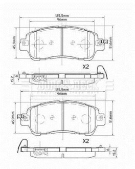 Гальмiвнi колодки дисковi BORG & BECK BBP2573