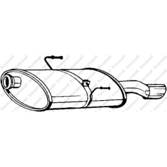 Глушитель, алюм. cталь, задн. часть PEUGEOT 406 1.8i -16V (04/03-04) SED (190-911) BOSAL 190911