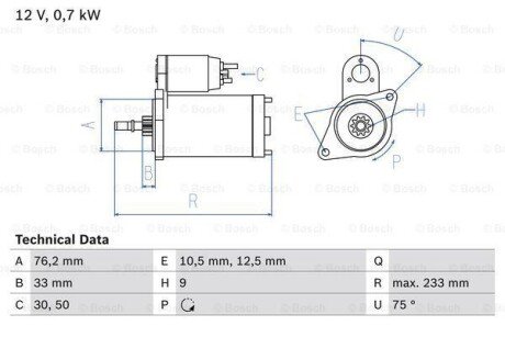 Стартер BOSCH 0986010530