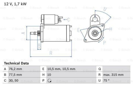 Стартер BOSCH 0 986 016 250 (фото 1)