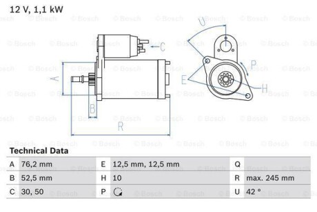 Стартер BOSCH 0 986 016 300