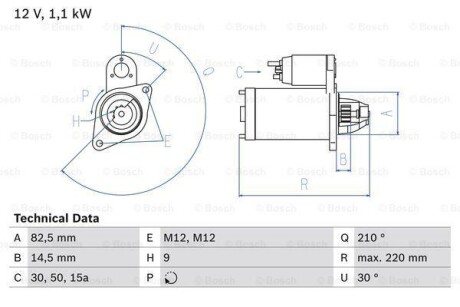 Стартер BOSCH 0 986 016 330 (фото 1)