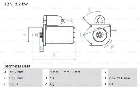 Стартер BOSCH 0 986 016 340 (фото 1)