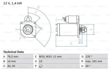 Стартер BOSCH 0 986 016 470 (фото 1)