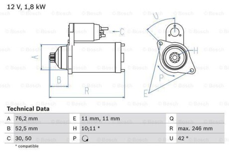 Стартер BOSCH 0 986 016 980 (фото 1)