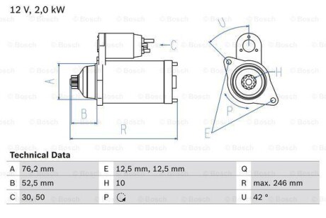 Стартер BOSCH 0 986 017 460 (фото 1)