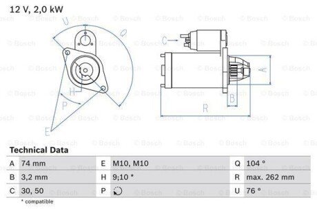 Стартер BOSCH 0986017500