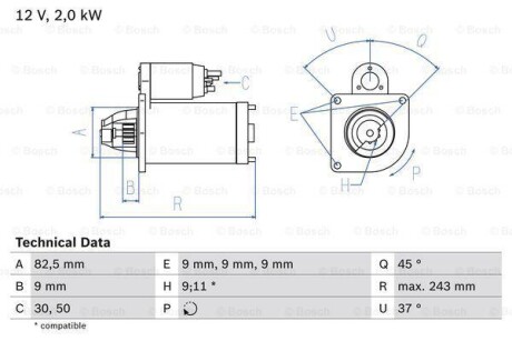 Стартер BOSCH 0 986 017 790