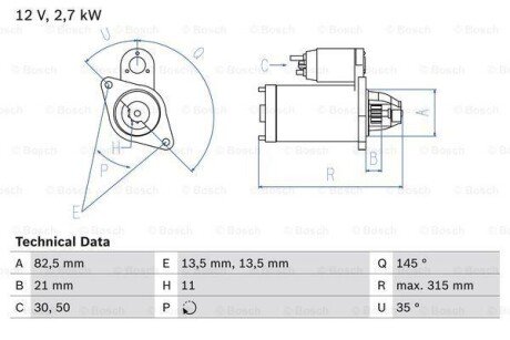 Стартер BOSCH 0986017970