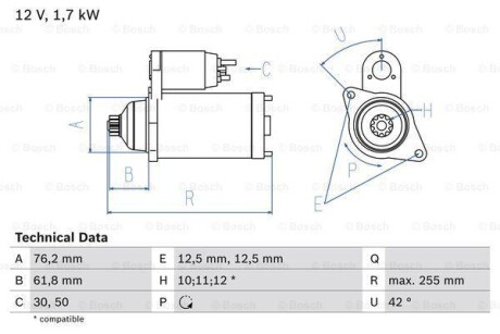 Стартер BOSCH 0 986 020 260 (фото 1)