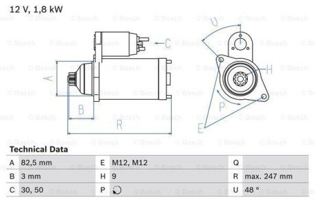 Стартер BOSCH 0986020370